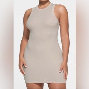 SKIMS Ribbed Tank Dress in Beige
